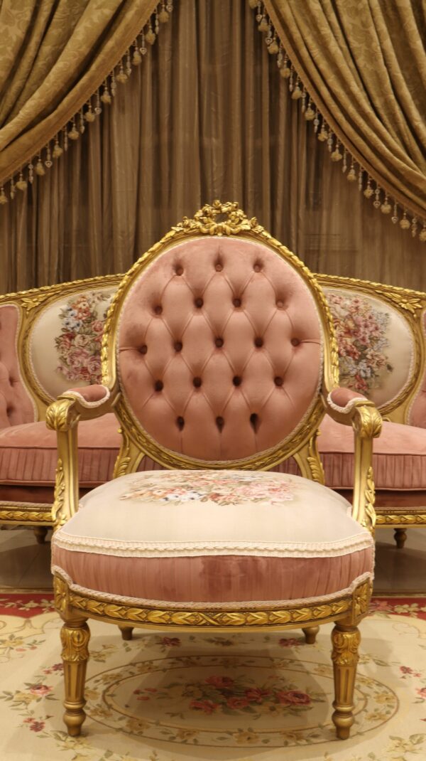 Handmade 5Pcs-Gold Peach Sofa Set - Image 3