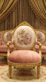 Handmade 5Pcs-Gold Peach Sofa Set 14
