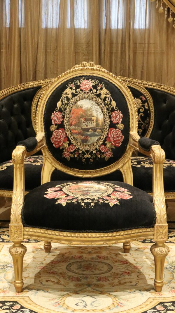 Handmade 5Pcs- Gold Black Galaxy Sofa Set - Image 4