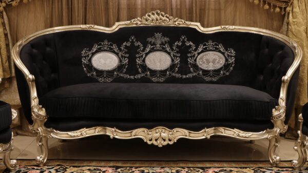 Handmade 4Pcs-Silver Black Sofa Set - Image 2