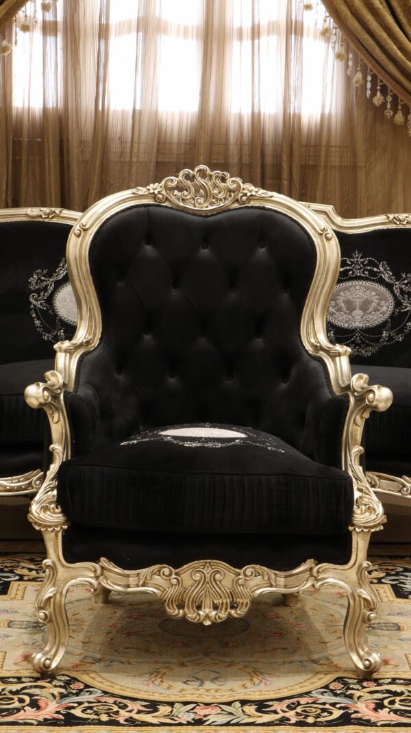 Handmade 4Pcs-Silver Black Sofa Set - Image 4