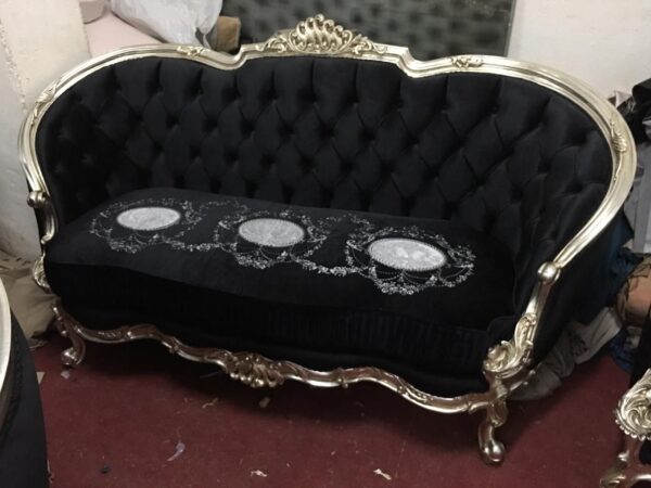 Handmade 4Pcs-Silver Black Sofa Set - Image 6