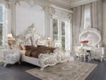 White & Cream Pearl California Bed Traditional Homey Design HD-1807 12