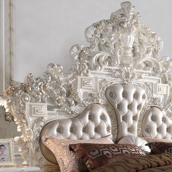 White & Cream Pearl California Bed Traditional Homey Design HD-1807 10