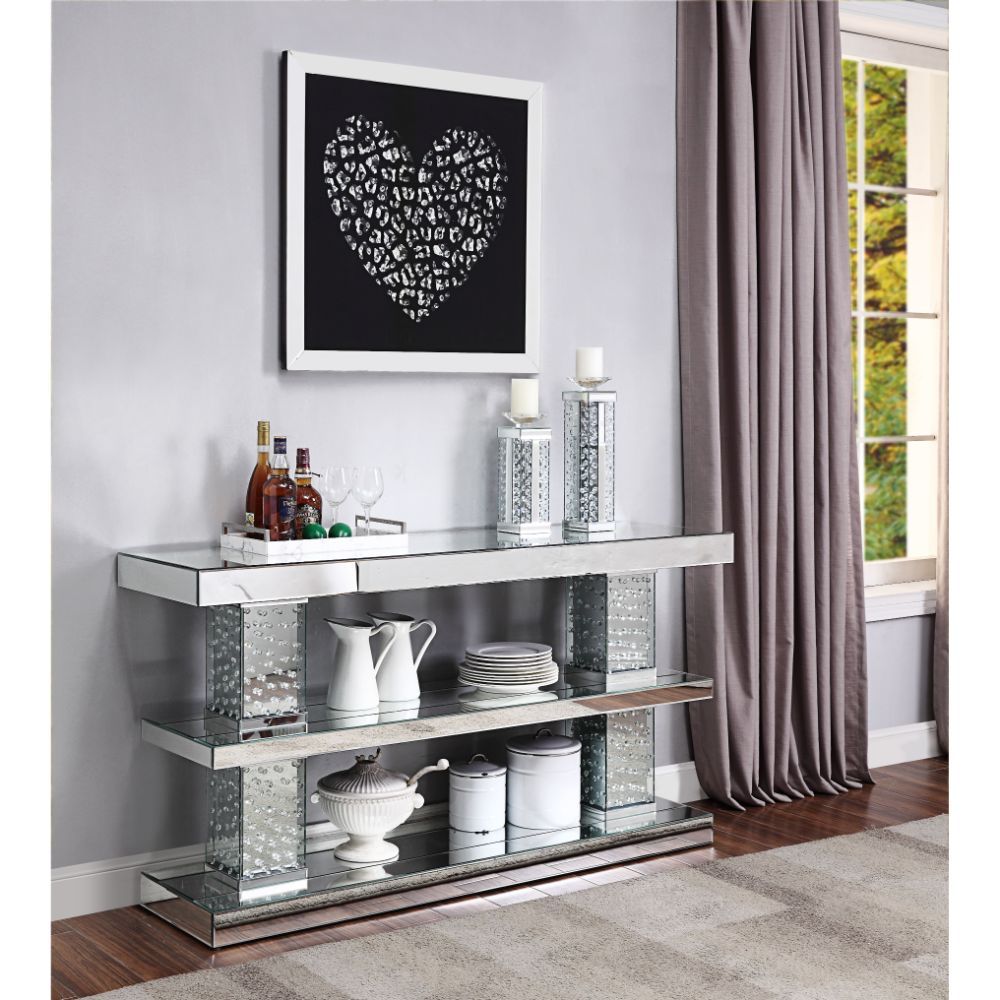 Nysa Accent Table With 1 Shelf & Column Stands by ACME
