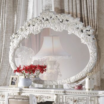 White & Cream Pearl Mirror Traditional Homey Design HD-1807