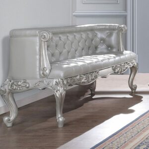 Traditional Silver Bench Hd-1808 By Homey Design | Mobilia Cleopatra Traditional Silver Bench HD-1808 By Homey Design