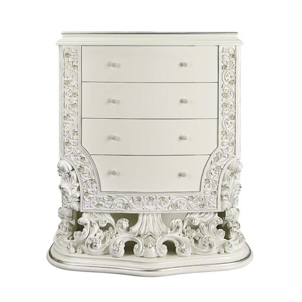 Adara Antique White 4-Drawer Chest in Victorian Style by ACME - Image 2