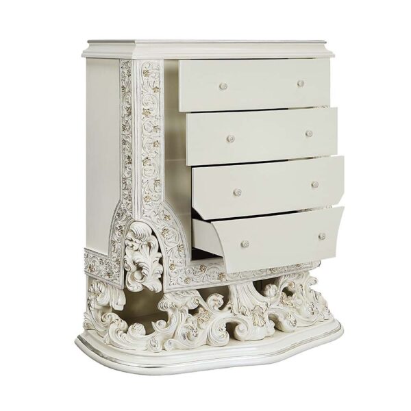 Adara Antique White 4-Drawer Chest in Victorian Style by ACME - Image 5