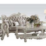 Gray Leather Versailles Sofa W/7 Pillows 52125 By Acme Luxury Living Room Furniture Mobilia Cleopatra 7 Gray Leather Versailles Sofa W/7 Pillows 52125 By Acme 7
