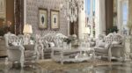 Versailles Chair With 2 Pillows in Gray Leather 52127 by ACME 10