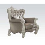 Versailles Chair With 2 Pillows in Gray Leather 52127 by ACME 11