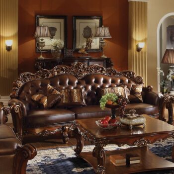 Vendome Oversized Sofa With 4 Pillows in Cherry Leather 52000 by ACME