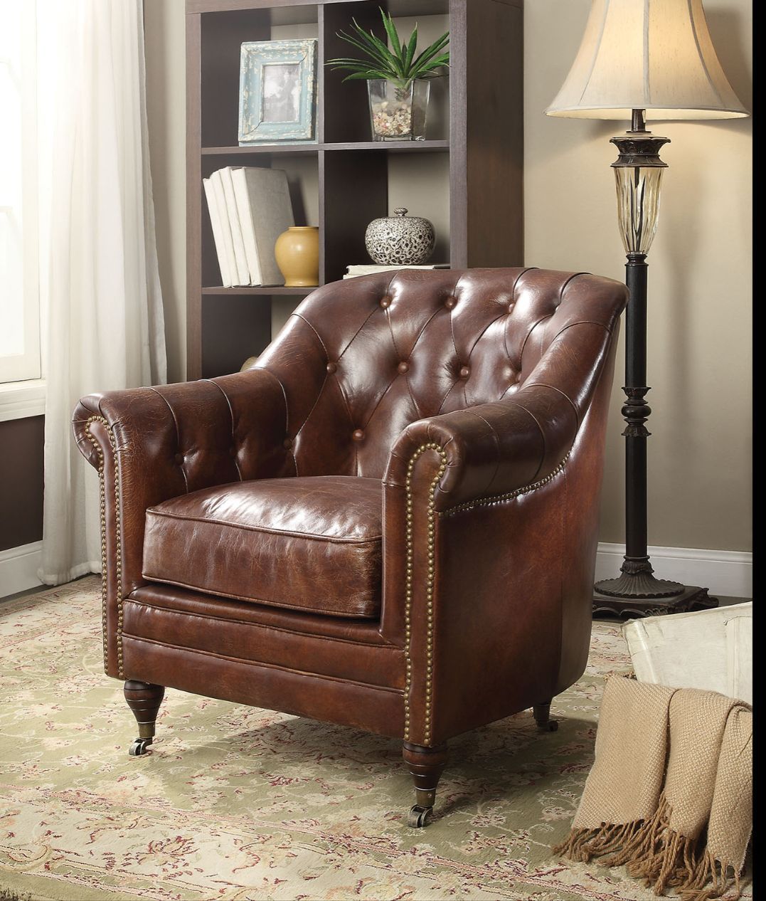 Dark Brown Leather Aberdeen Accent Chair 53627 by ACME