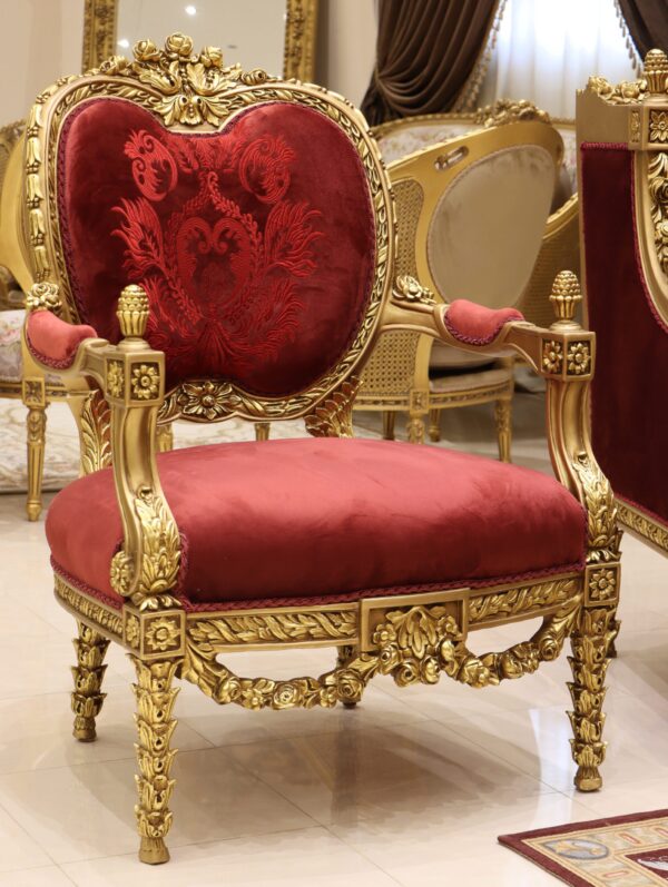 Handmade Red King Chair 2 - Image 4