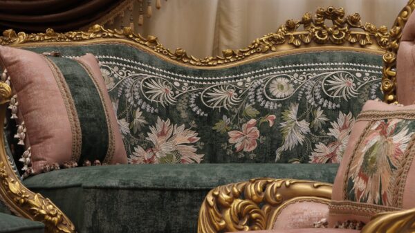 Handmade Cleopatra Green Sofa - Image 4