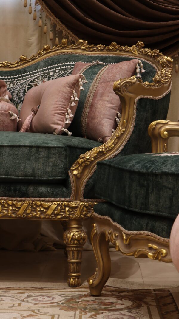 Handmade Cleopatra Green Sofa - Image 5