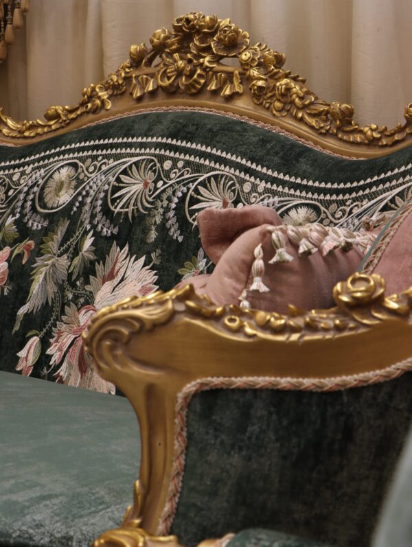 Handmade Cleopatra Green Sofa - Image 7