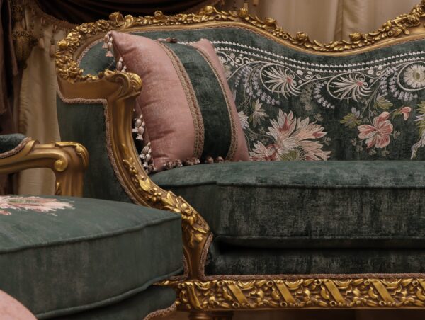 Handmade Cleopatra Green Sofa - Image 8