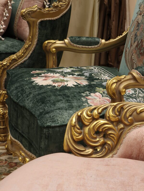Handmade Cleopatra Green Chair - Image 2