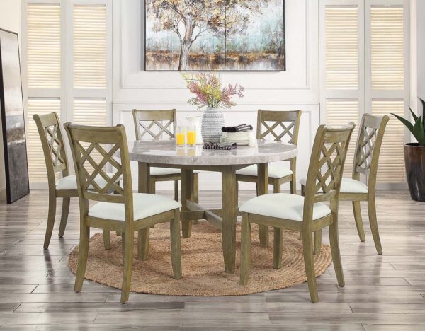 Rustic Oak Karsen Dining Table W/Marble Top DN01449 by ACME - Image 4