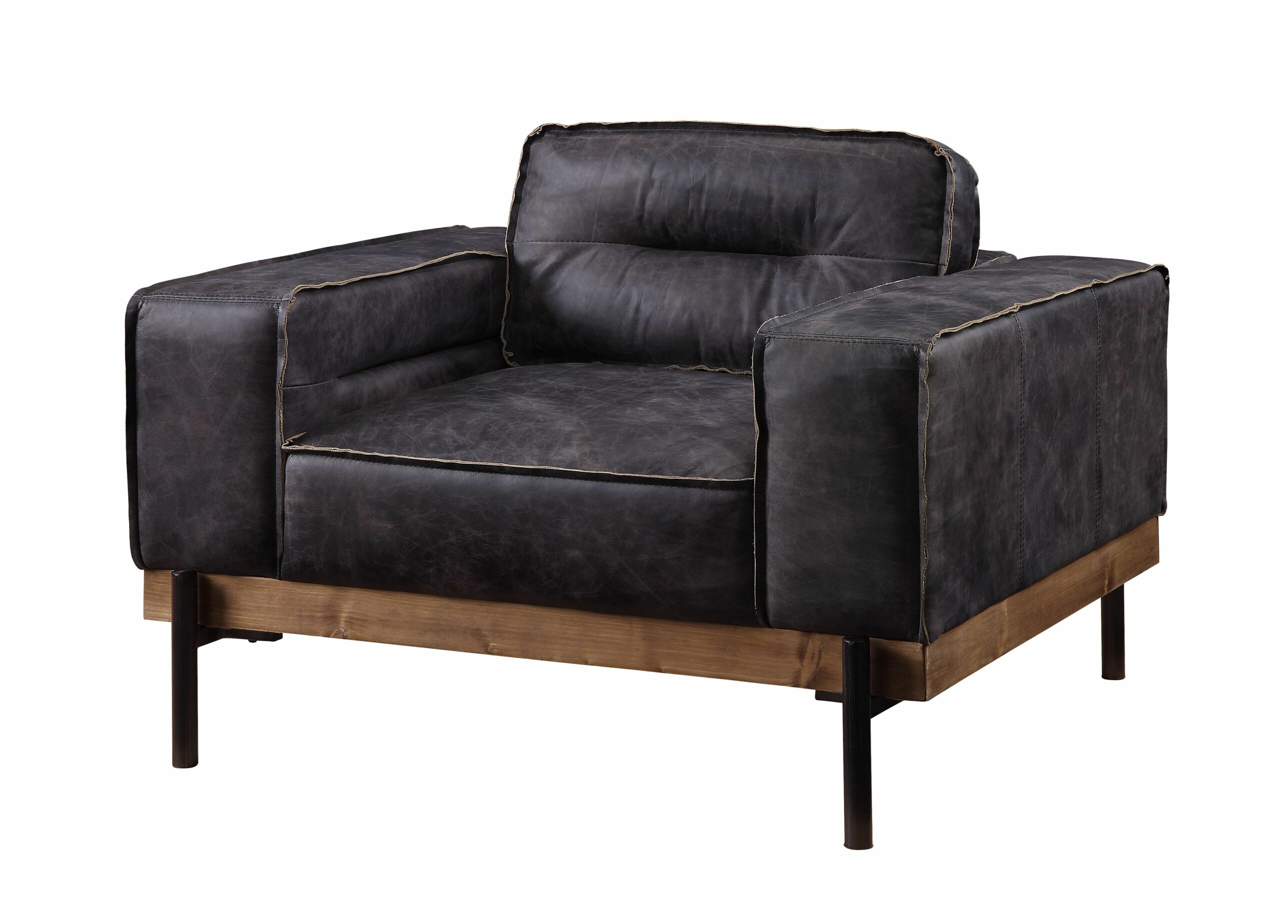 Ebony Leather Silchester Chair 56507 by ACME