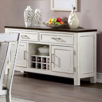 Halsey Server Rustic Weathered White/Dark Walnut by Furniture of America