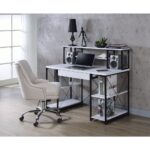 White &Black Amiel Writing Desk by ACME Home Office Mobilia Cleopatra 13 White &Black Amiel Writing Desk by ACME 13