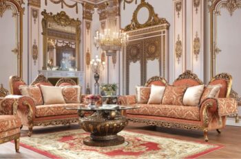 Gold Finish 3PCs Sofa Set Traditional by Homey Design HD-106