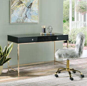 Black & Gold Ottey Writing Desk by ACME