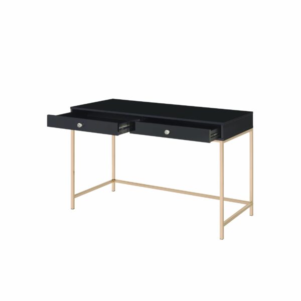Black & Gold Ottey Writing Desk by ACME - Image 2