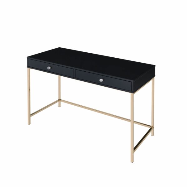 Black & Gold Ottey Writing Desk by ACME - Image 3