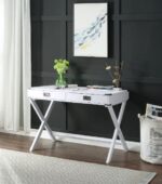 Amenia White Writing Desk by ACME Home Office Mobilia Cleopatra 13 Amenia White Writing Desk by ACME 13