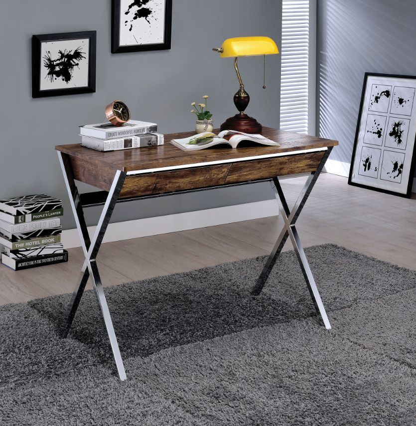 Weathered Oak Callers Writing Desk 92340 by ACME
