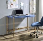 Navy Blue & Gold Midriaks Writing Desk by ACME Home Office Mobilia Cleopatra 17 Navy Blue & Gold Midriaks Writing Desk by ACME 17