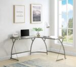 Clear Glass & Silver Janison Desk by ACME Home Office Mobilia Cleopatra 11 Clear Glass & Silver Janison Desk by ACME 11