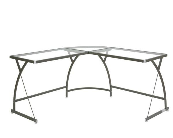Clear Glass & Silver Janison Desk by ACME 8