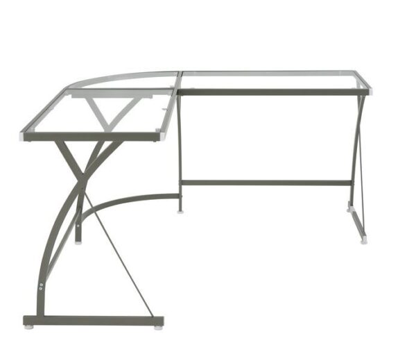 Clear Glass & Silver Janison Desk by ACME 9
