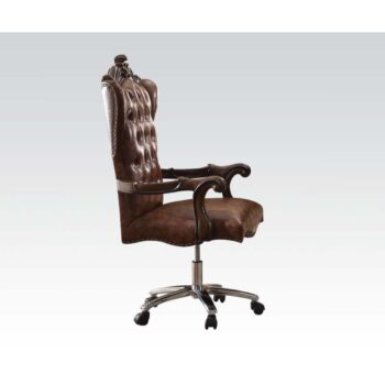 Two Tone Light Brown Leather & Cherry Oak Finish Versailles Executive Office Chair 92282 by ACME