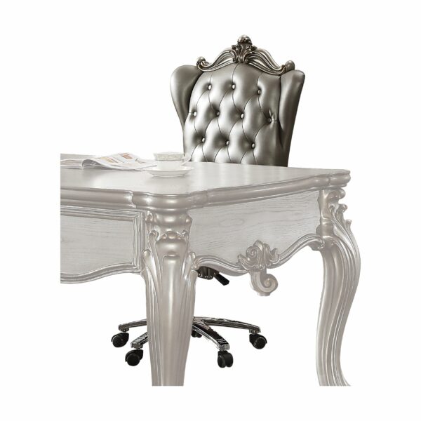 Silver Leather & Antique Platinum Finish Versailles Executive Office Chair 92822 by ACME - Image 2
