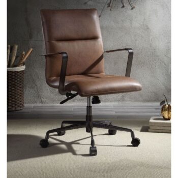 Chocolate Leather Indra Office Chair 92568 by ACME