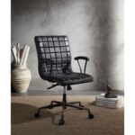 Black Leather Barack Office Chair 92557 by ACME Home Office Mobilia Cleopatra 11 Black Leather Barack Office Chair 92557 by ACME 11