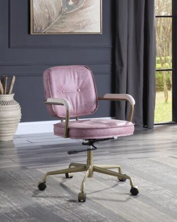 Pink Top Grain Leather Siecross Office Chair by ACME