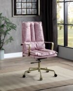 Pink Top Grain Leather Tinzud Office Chair by ACME 19