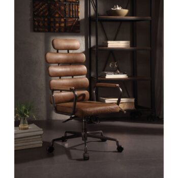 Calan Brown Leather Office Chair by ACME