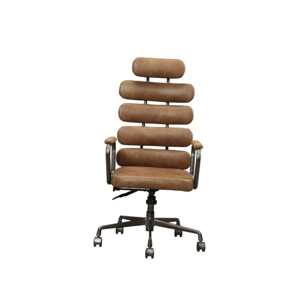 Calan Brown Leather Office Chair by ACME - Image 2