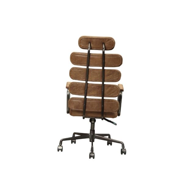 Calan Brown Leather Office Chair by ACME - Image 3