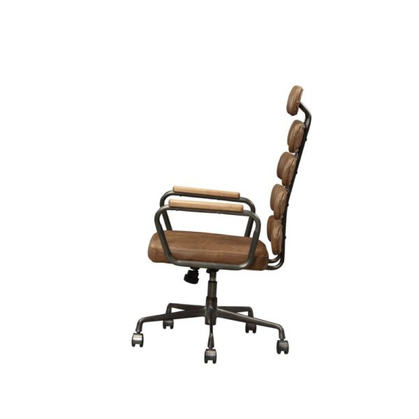 Calan Brown Leather Office Chair by ACME - Image 4