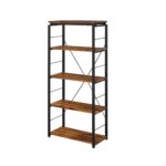 Oak & Black Jurgen Bookshelf by ACME Home Office Mobilia Cleopatra 10 Oak & Black Jurgen Bookshelf by ACME 10
