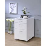 White& Chrome Coleen File Cabinet by ACME Accent Furniture Mobilia Cleopatra 13 White& Chrome Coleen File Cabinet by ACME 13